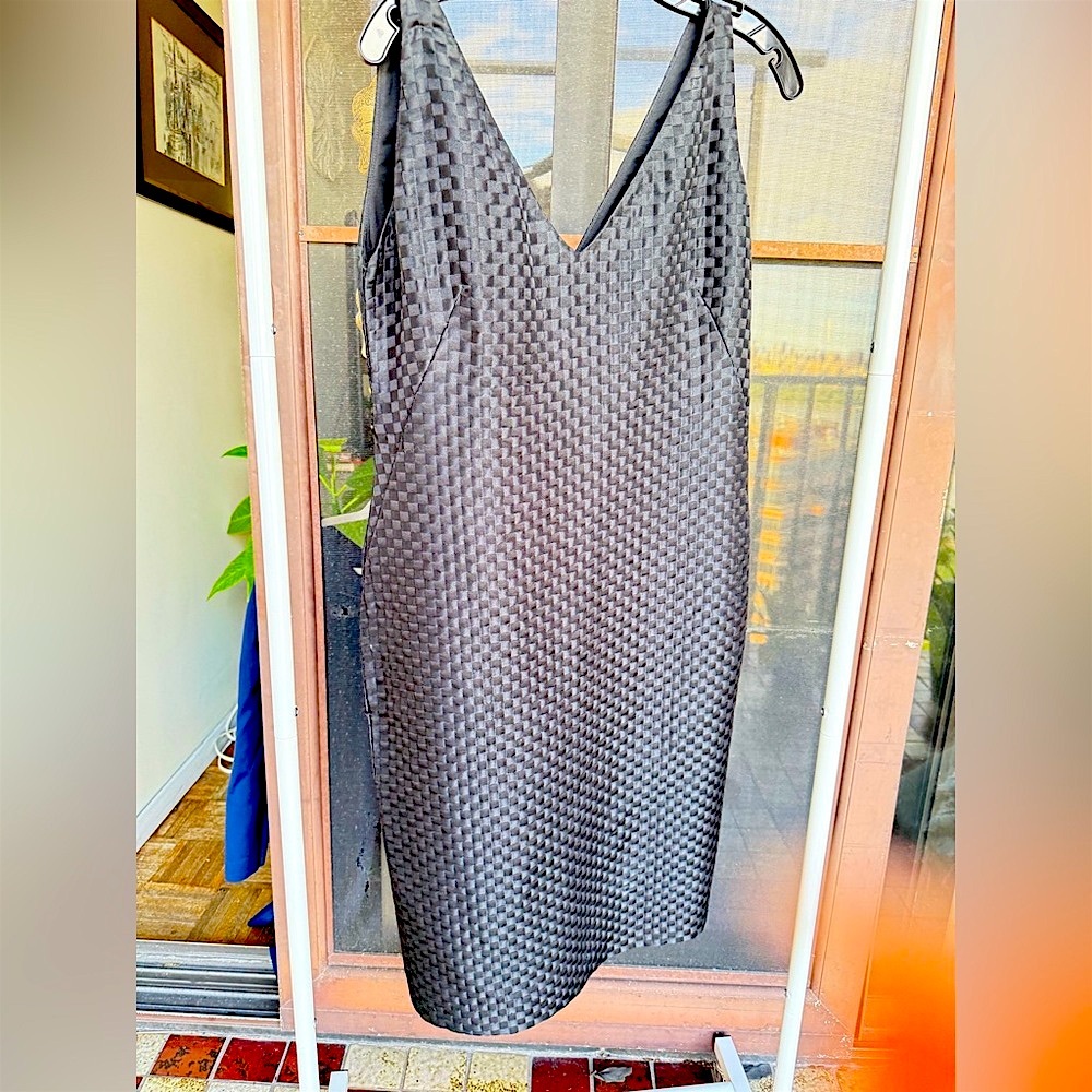 Italian Iceberg Elegant Black Textured Dress